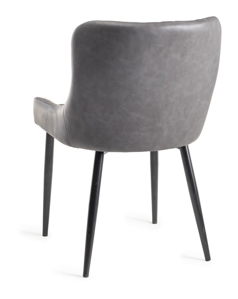 Upholstered Dark Grey Diamond Chair with Black Frame (Pair)