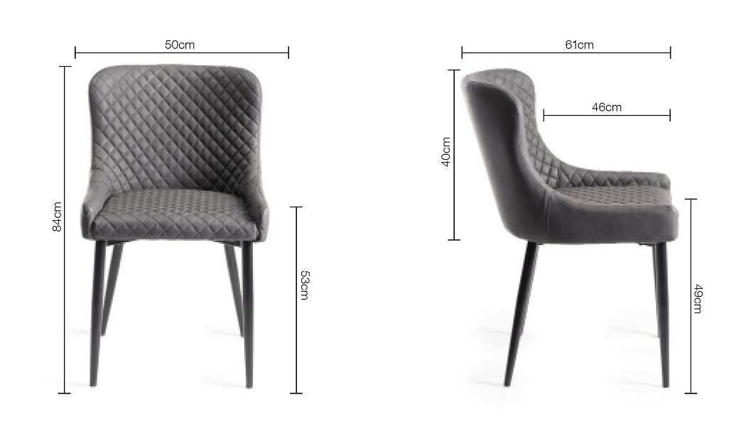 Upholstered Dark Grey Diamond Chair with Black Frame (Pair)