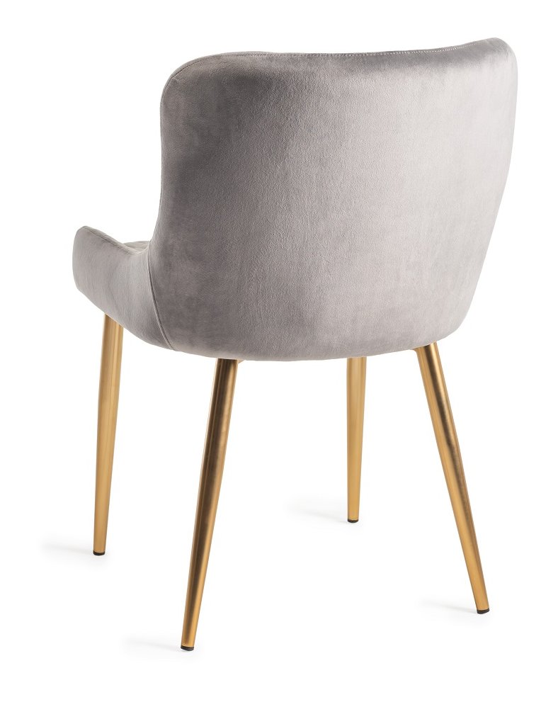 Upholstered Grey Velvet Diamond Chair with Gold Frame (Pair)