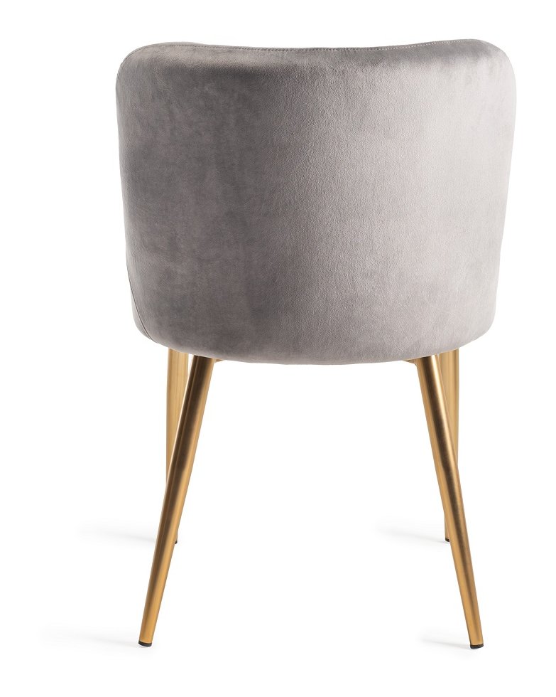 Upholstered Grey Velvet Diamond Chair with Gold Frame (Pair)