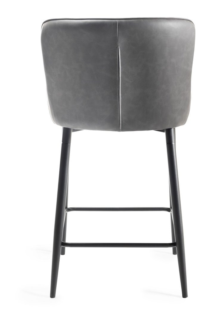 Upholstered Dark Grey Diamond Bar Stool with Black Frame (Pair)