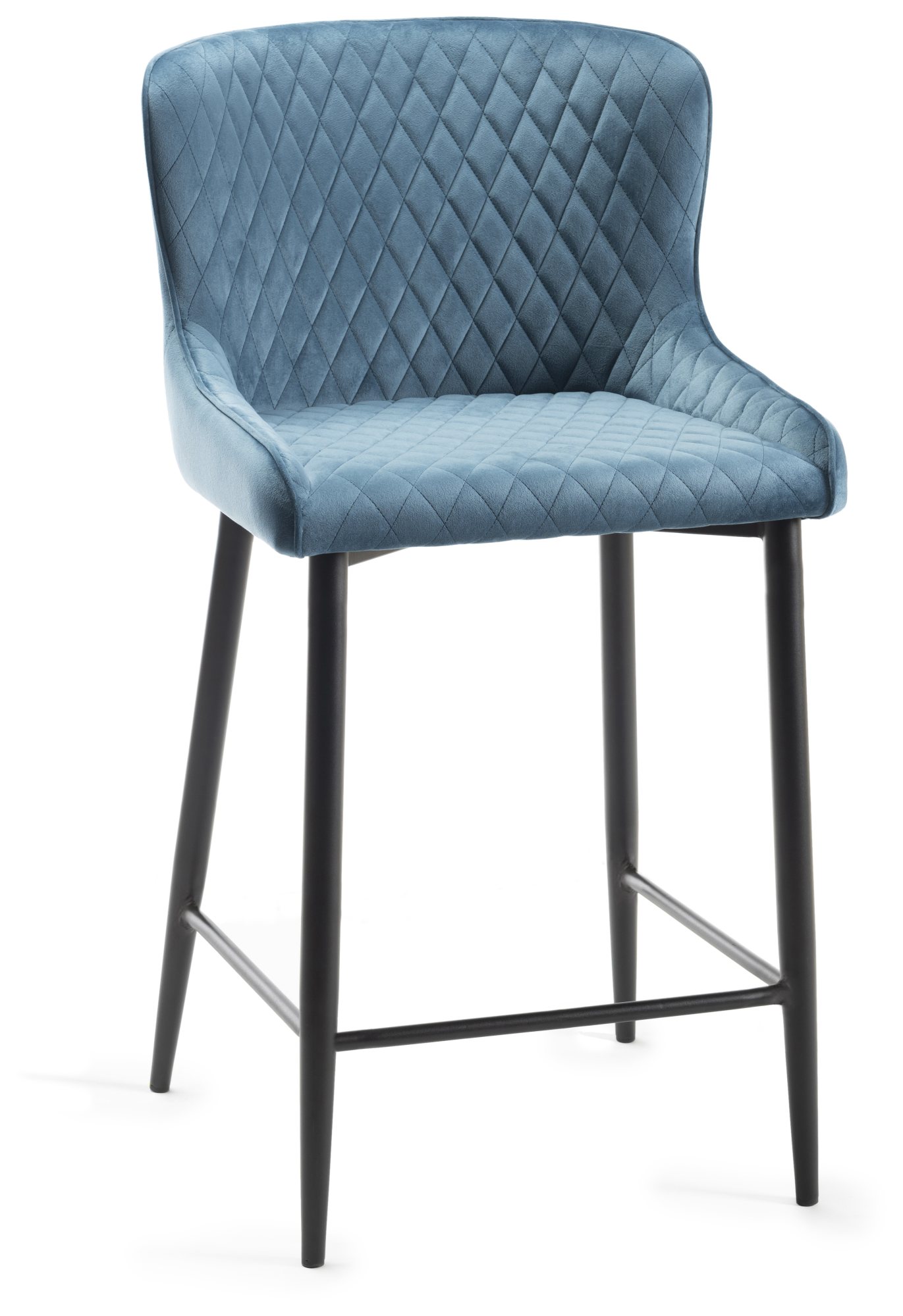 Cezanne - Petrol Blue Velvet Fabric Bar Stool with Black Legs (Pair) by Bentley Designs | Style Our Home