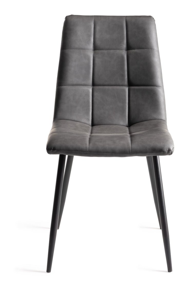 Upholstered Dark Grey Chair with Black Frame (Pair)