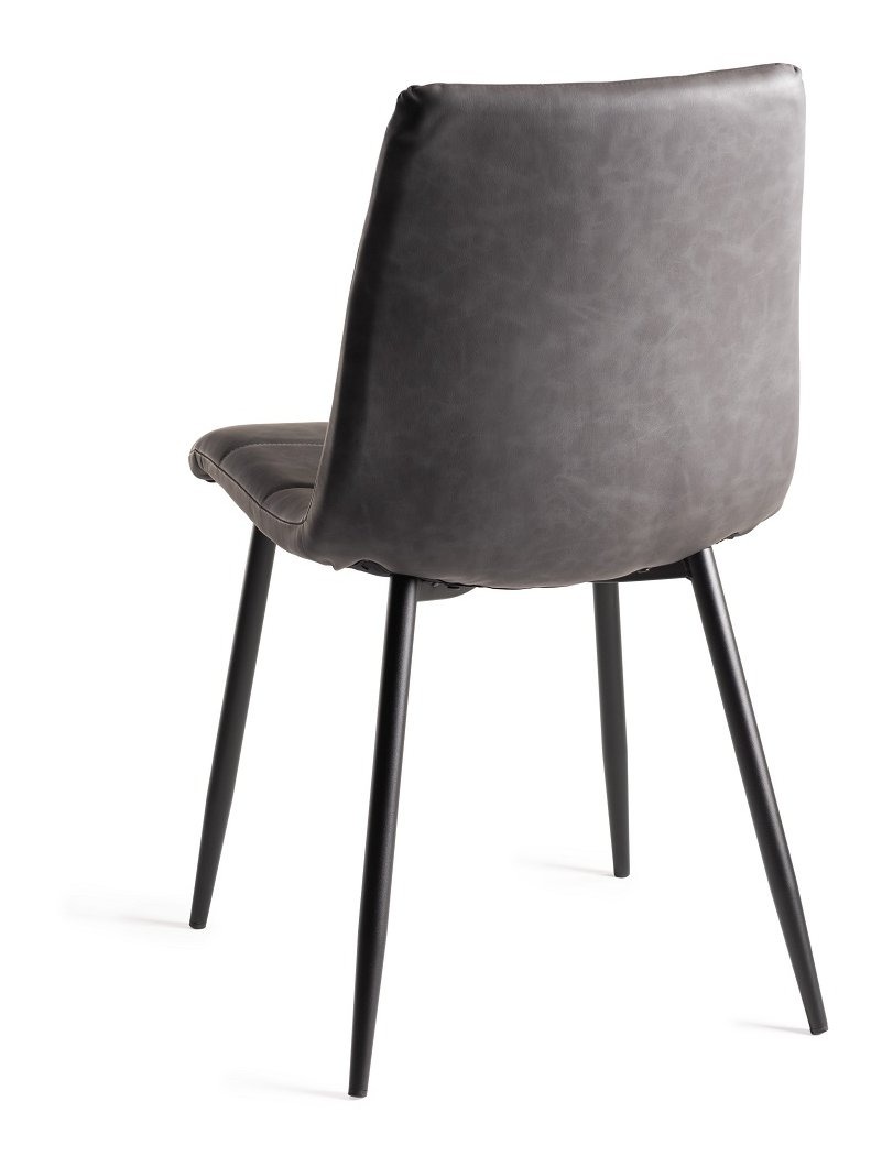 Upholstered Dark Grey Chair with Black Frame (Pair)