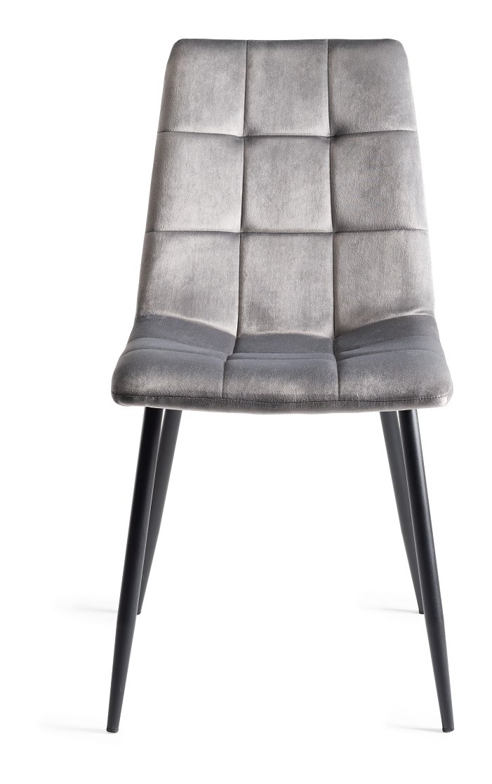 Upholstered Grey Velvet Chair with Black Frame (Pair)