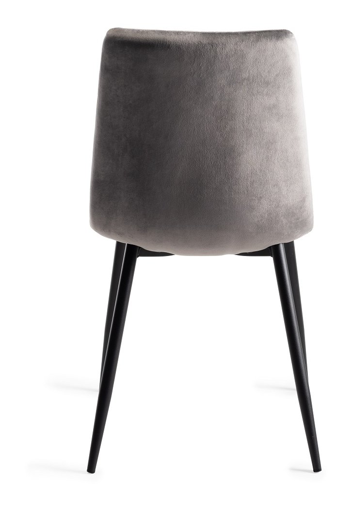 Upholstered Grey Velvet Chair with Black Frame (Pair)