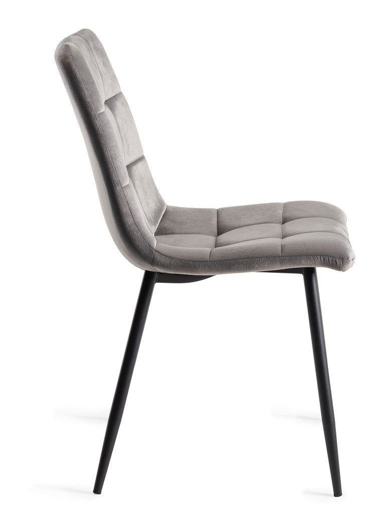 Upholstered Grey Velvet Chair with Black Frame (Pair)