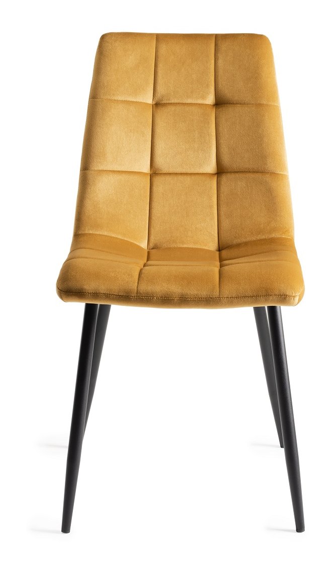 Upholstered Mustard Velvet Chair with Black Frame (Pair)