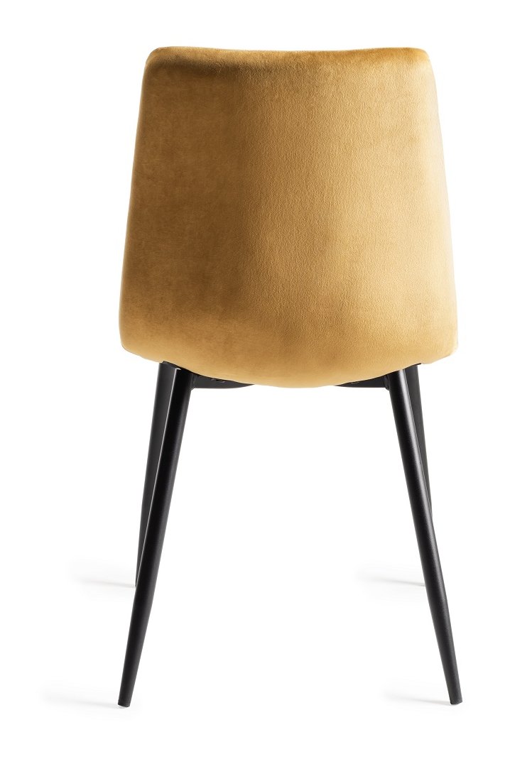 Upholstered Mustard Velvet Chair with Black Frame (Pair)