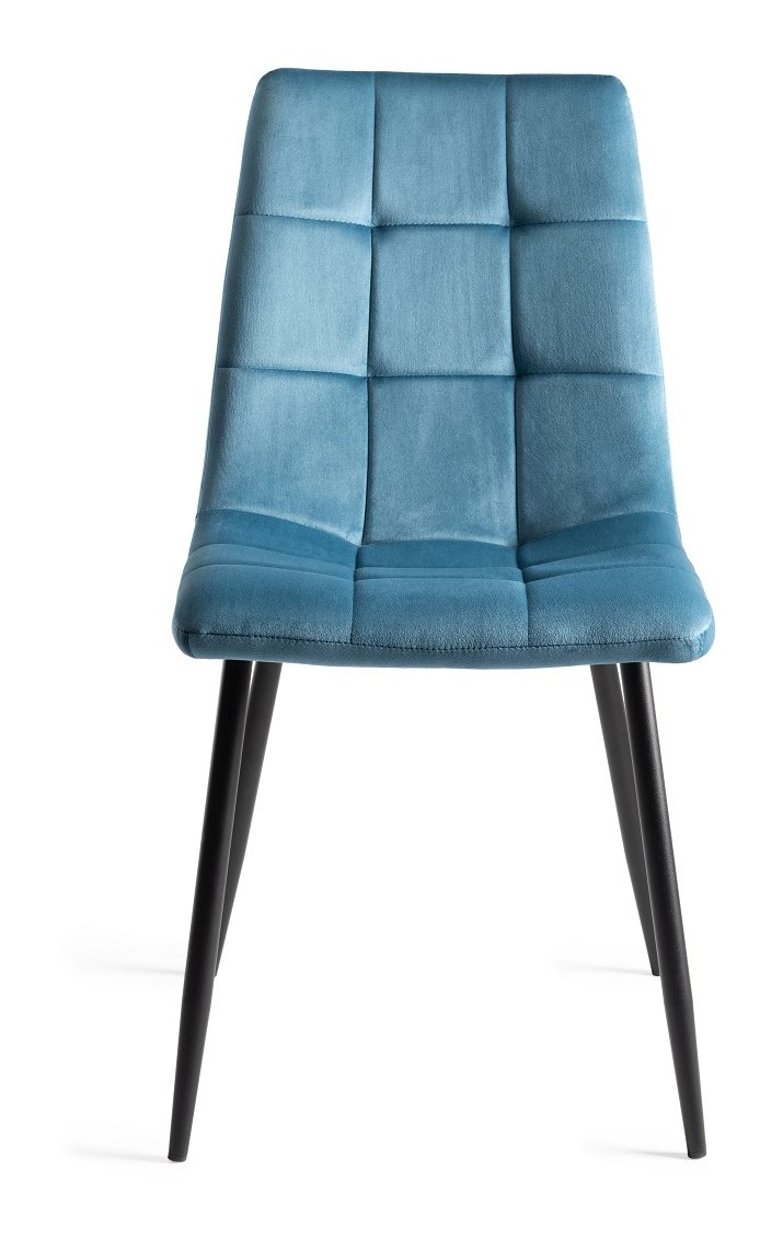 Upholstered Blue Velvet Chair with Black Frame (Pair)