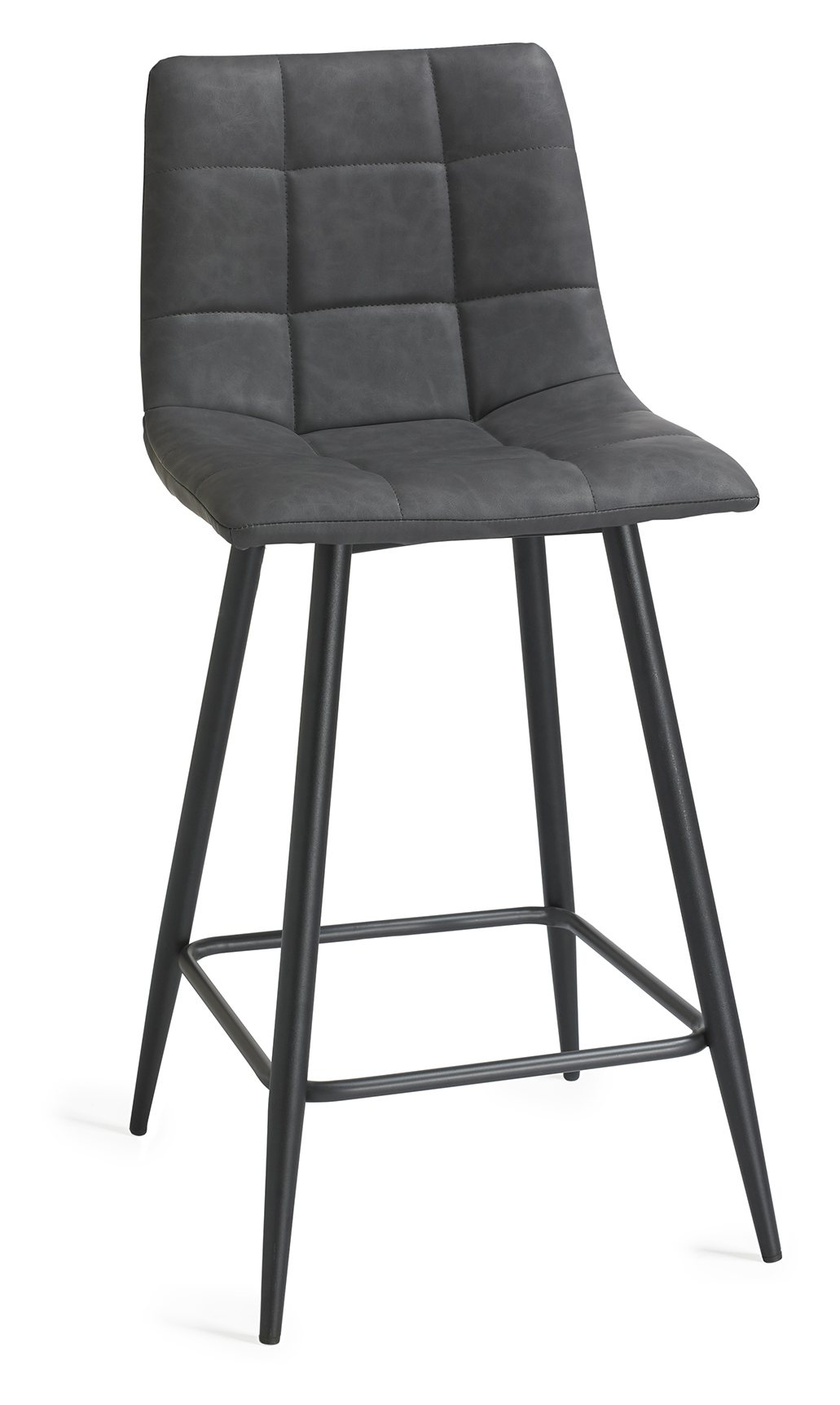 Mondrian - Dark Grey Faux Leather Bar Stool with Black Legs (Pair) by Bentley Designs | Style Our Home