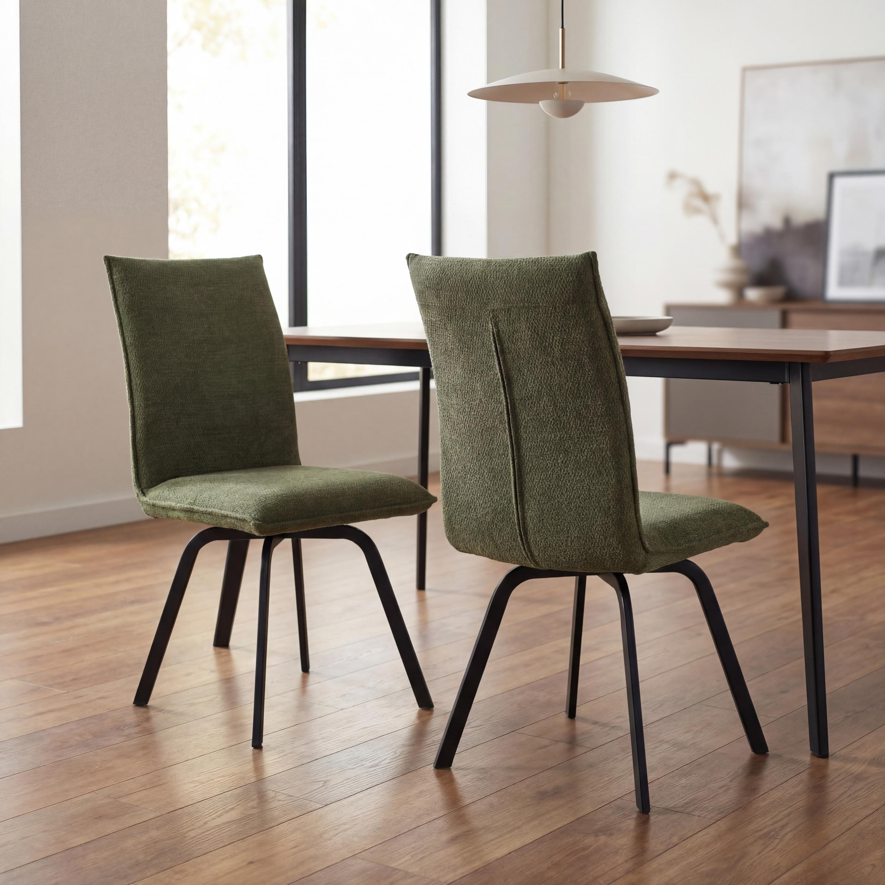 Mayfabury Green Chenille Dining Chair – Black Metal Legs (2pk) by Shankar | Style Our Home