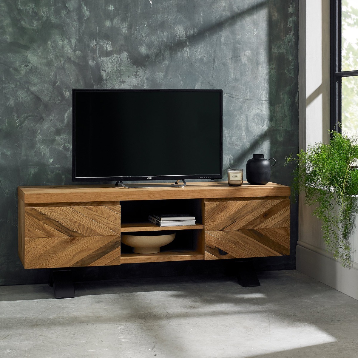 Ellipse Rustic Oak Entertainment Unit by Bentley Designs | Style Our Home
