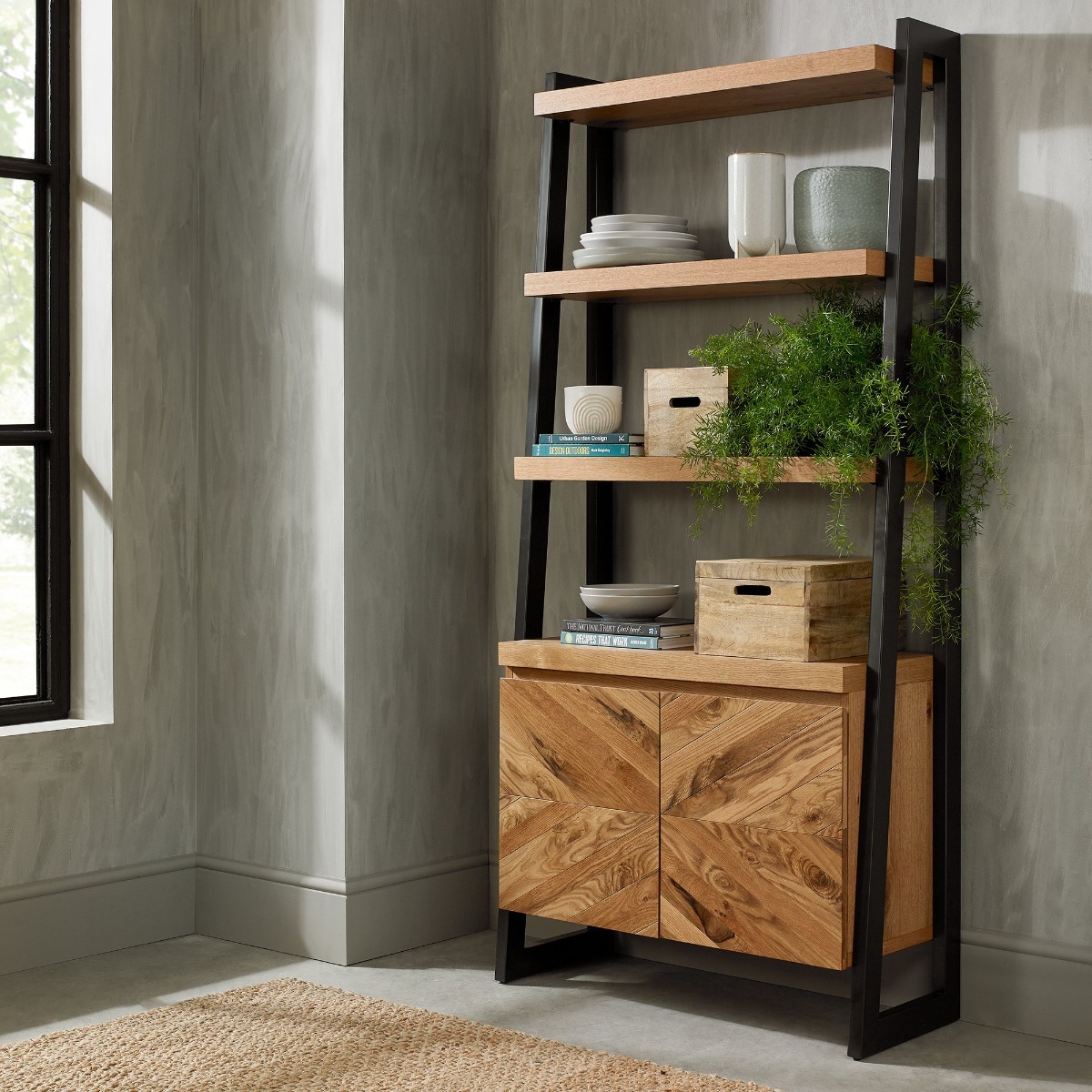 Ellipse Rustic Oak Open Display Unit by Bentley Designs | Style Our Home
