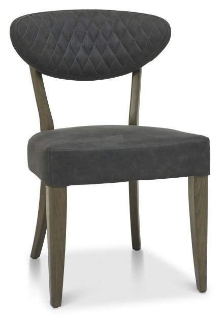 Ellipse Fumed Oak Upholstered Chair - Dark Grey Fabric (Pair) by Bentley Designs | Style Our Home