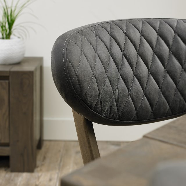 Ellipse Fumed Oak Upholstered Chair - Dark Grey Fabric (Pair) by Bentley Designs | Style Our Home