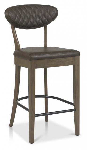 Ellipse Fumed Oak Upholstered Bar Stool - Old West Vintage (Pair) by Bentley Designs | Style Our Home