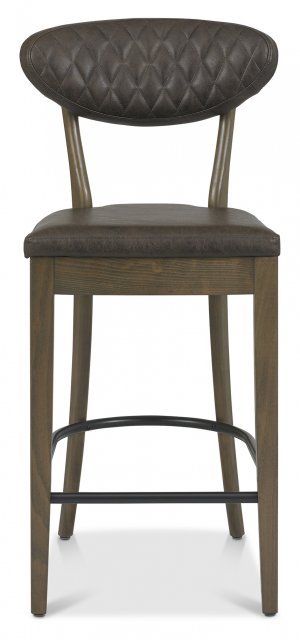 Ellipse Fumed Oak Upholstered Bar Stool - Old West Vintage (Pair) by Bentley Designs | Style Our Home