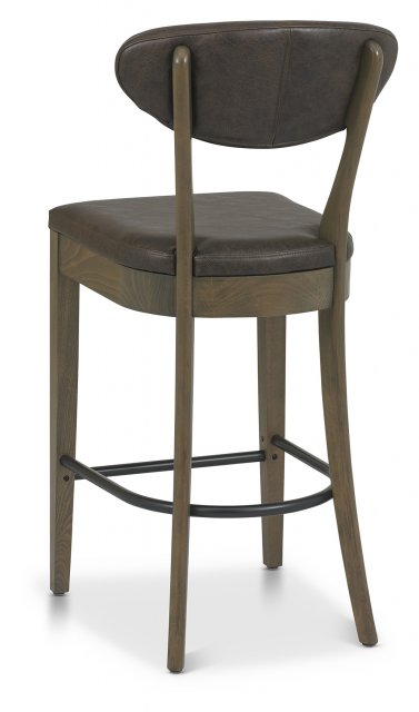 Ellipse Fumed Oak Upholstered Bar Stool - Old West Vintage (Pair) by Bentley Designs | Style Our Home