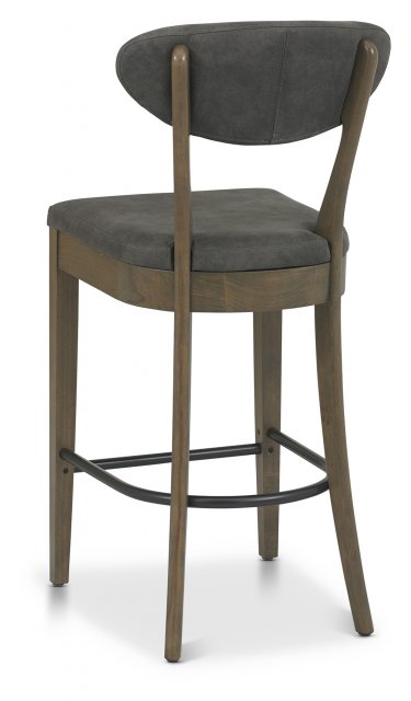 Ellipse Fumed Oak Upholstered Bar Stool - Dark Grey Fabric (Pair) by Bentley Designs | Style Our Home