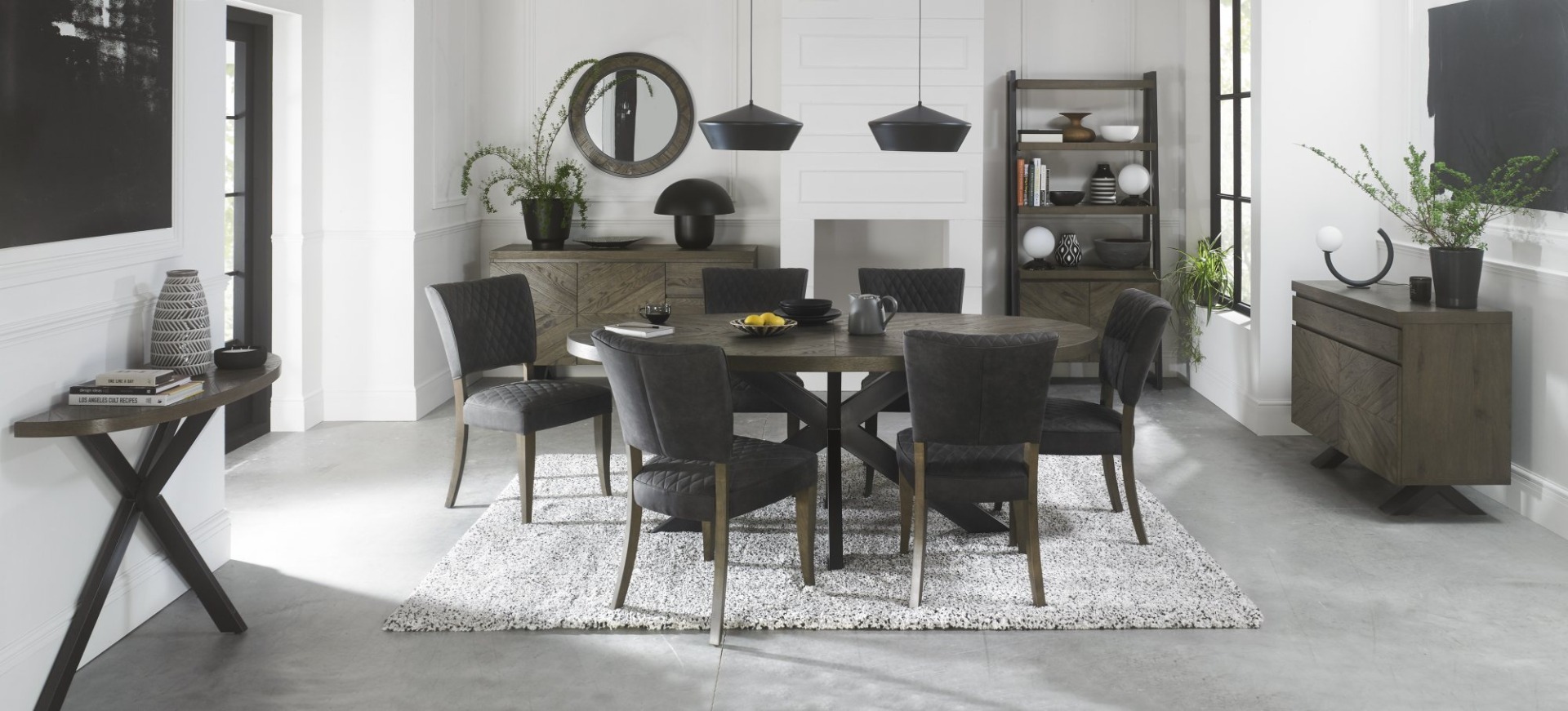 Monterey Fumed Oak Upholstered Chair - Dark Grey Fabric (Pair) - Style Our Home