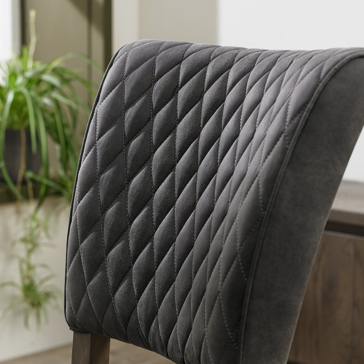 Monterey Fumed Oak Upholstered Chair - Dark Grey Fabric (Pair) - Style Our Home