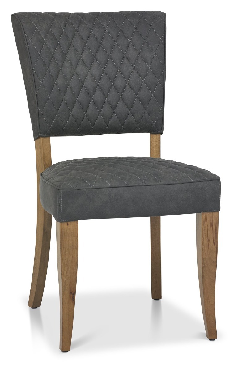 Logan Rustic Oak Upholstered Chair - Dark Grey Fabric (Pair) by Bentley Designs | Style Our Home