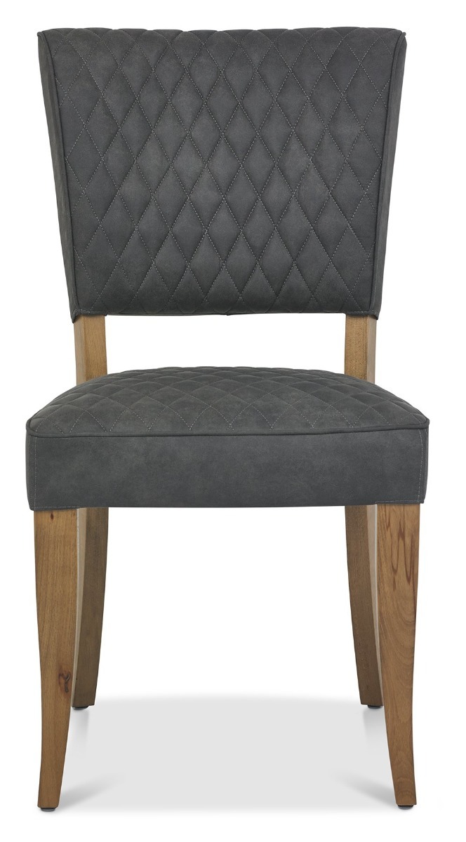 Logan Rustic Oak Upholstered Chair - Dark Grey Fabric (Pair) by Bentley Designs | Style Our Home