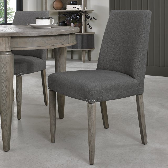 Monroe Silver Grey Upholstered Chair - Slate Grey Fabric (Pair) by Bentley Designs | Style Our Home