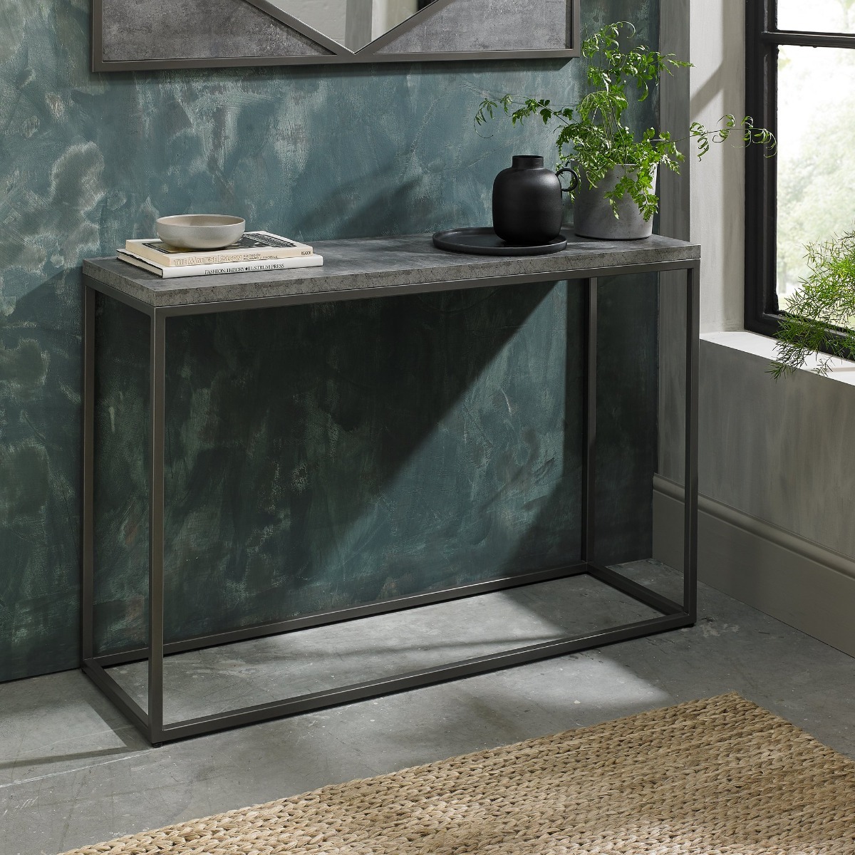 Renzo Zinc & Dark Grey Console Table | Style Our Home