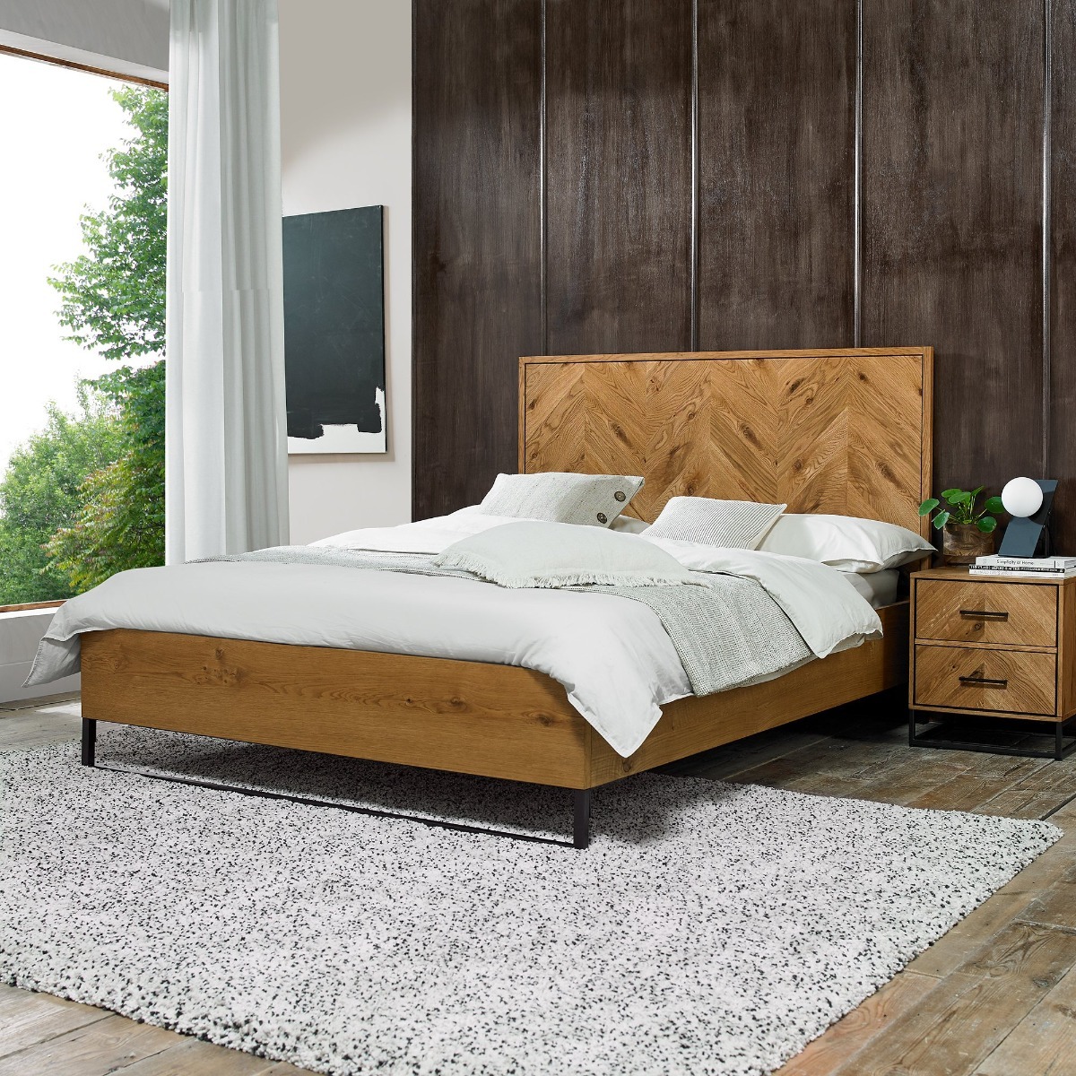 Riva Rustic Oak Panel 5' Kingsize Bedstead | Style Our Home