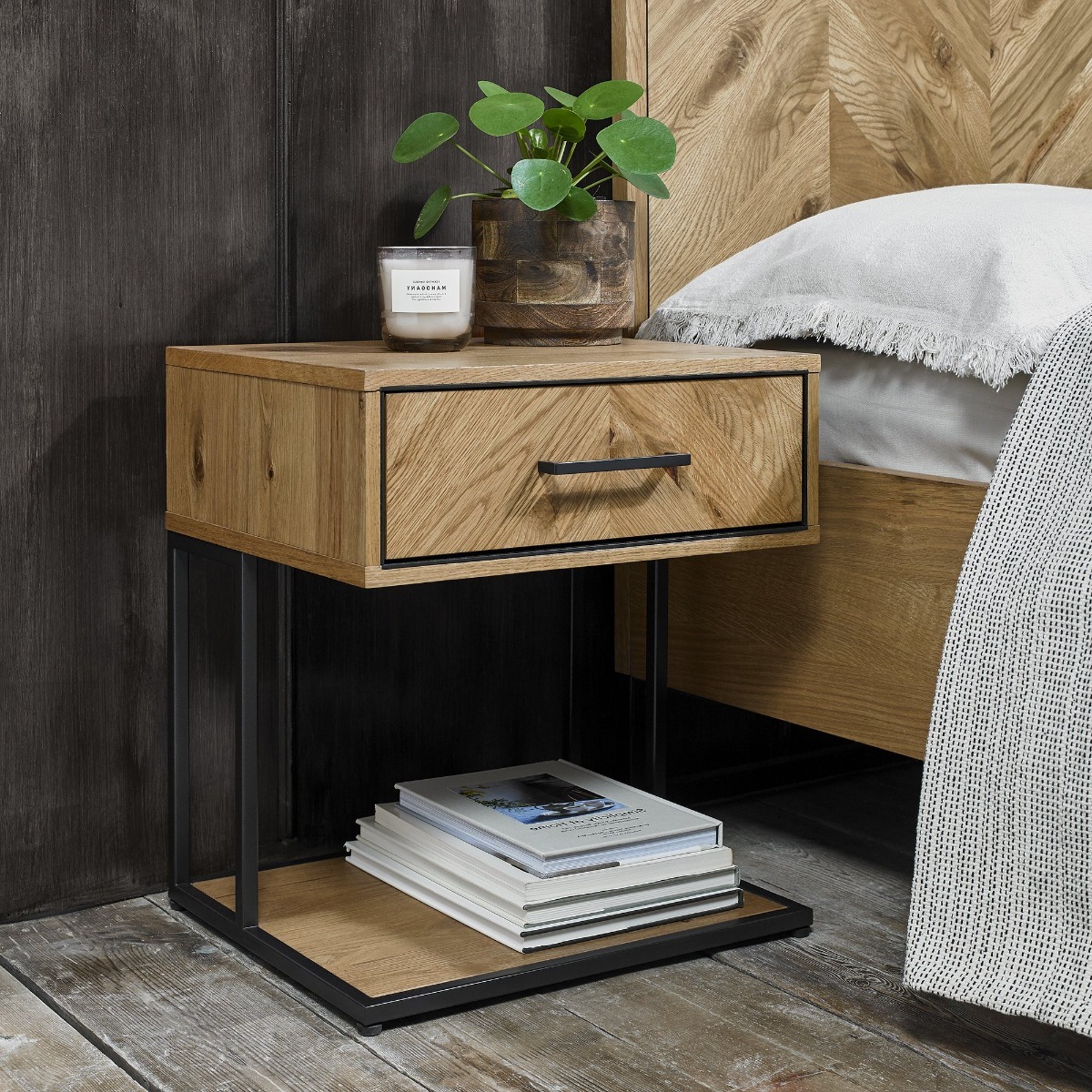 Riva Rustic Oak 1 Drawer Nightstand | Style Our Home