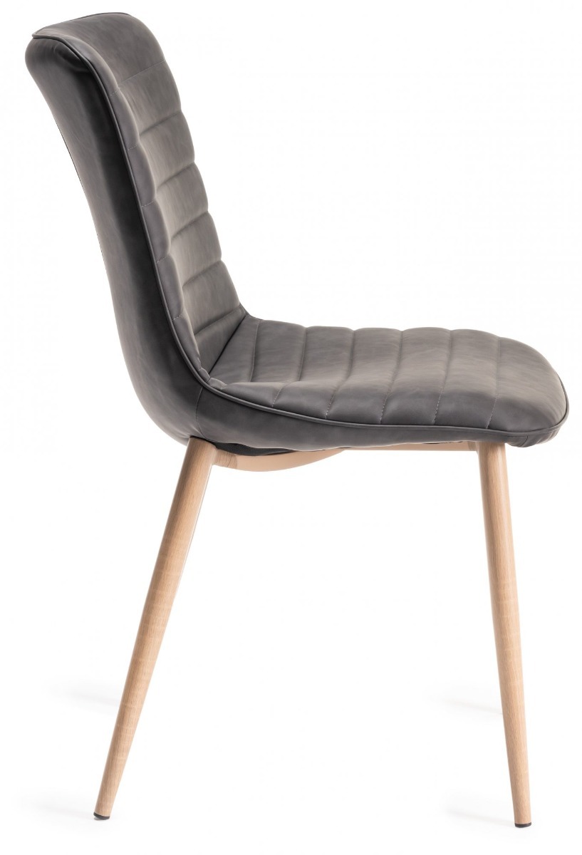 Eriksen - Dark Grey Faux Leather Chairs with Grey Rustic Oak Effect Legs (Pair) from Style Our Home