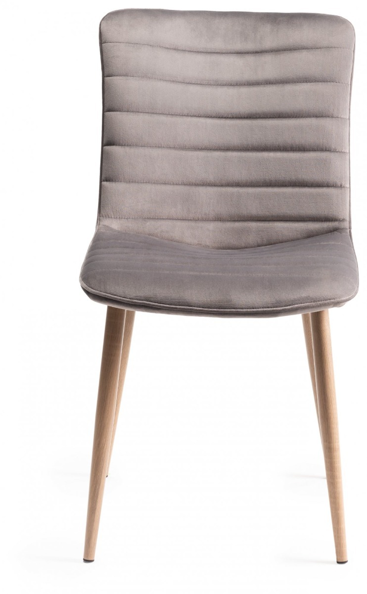 Eriksen - Grey Velvet Fabric Chairs with Grey Rustic Oak Effect Legs (Pair) from Style Our Home