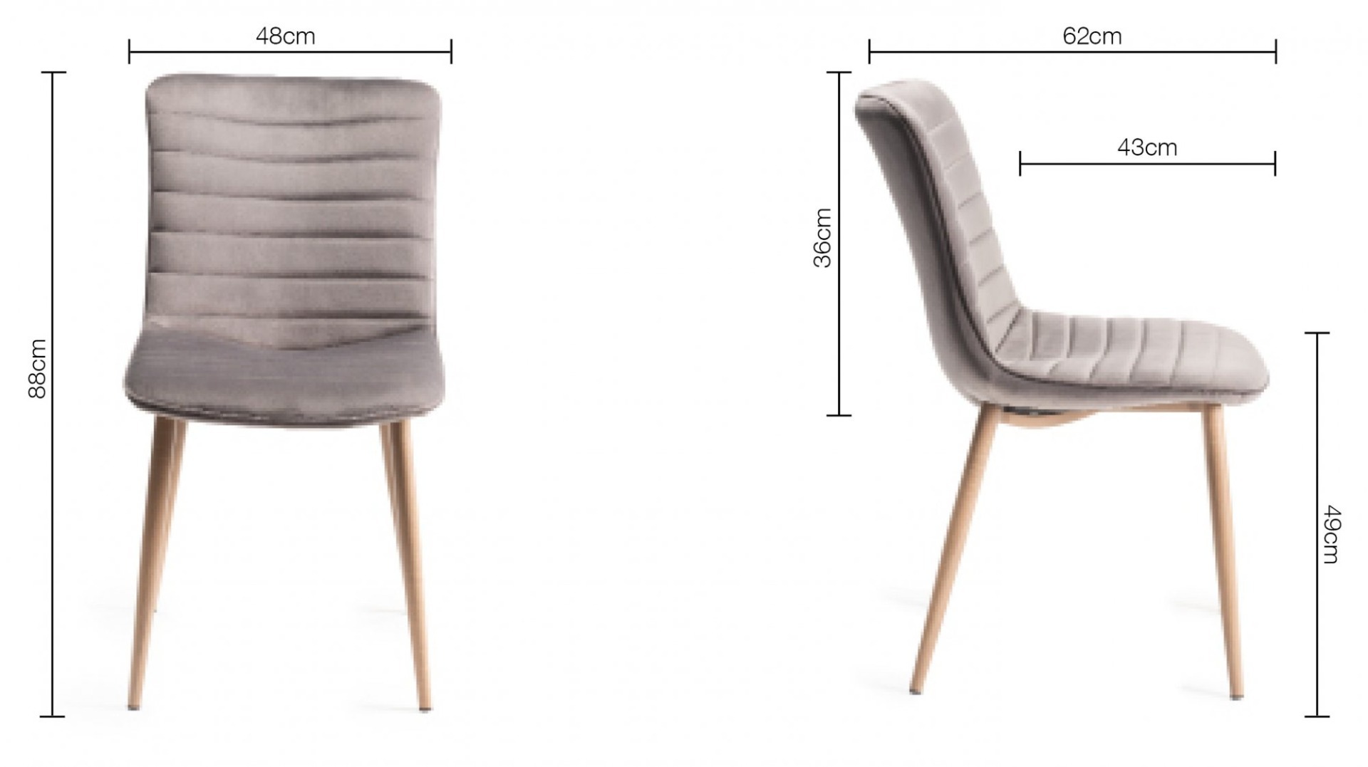 Eriksen - Grey Velvet Fabric Chairs with Grey Rustic Oak Effect Legs (Pair) from Style Our Home