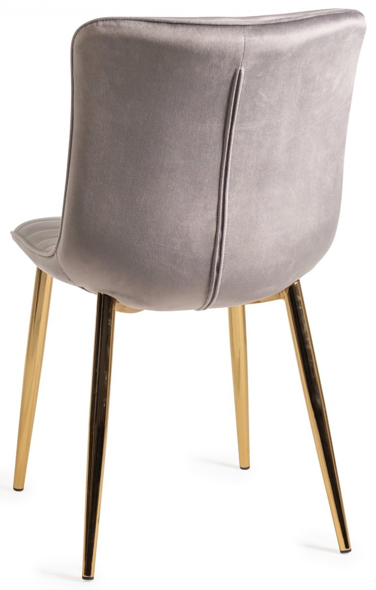 Rothko Upholstered Grey Velvet Chair with Matt Gold Plated Legs (Pair) - Style Our Home