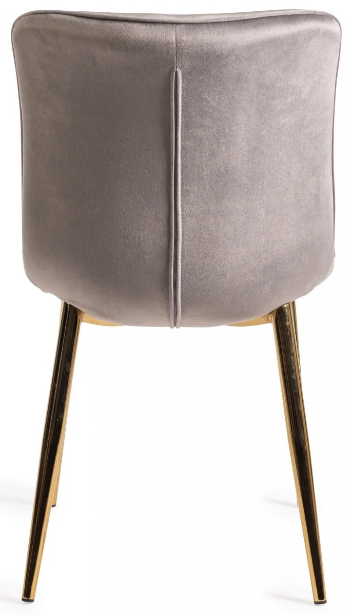 Francesca White Marble Effect Tempered Glass 4 seater Dining Table & 4 Rothko Grey Velvet Fabric Chairs with Matt Gold Plated Legs - Style Our Home