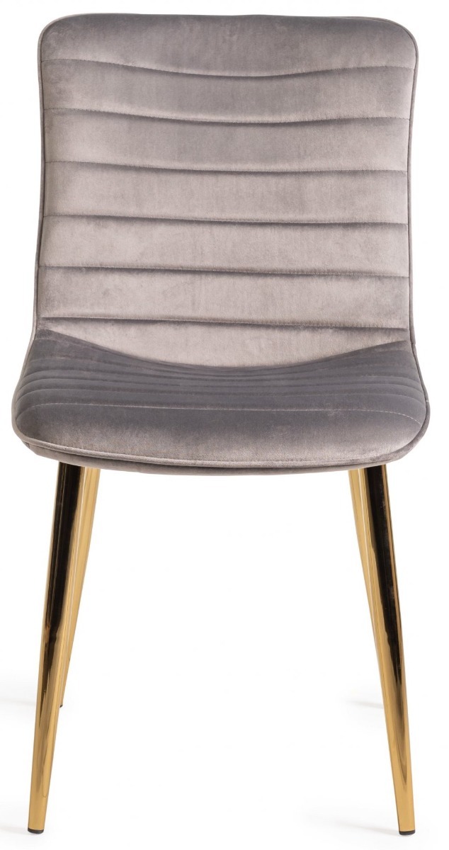 Rothko Upholstered Grey Velvet Chair with Matt Gold Plated Legs (Pair) - Style Our Home
