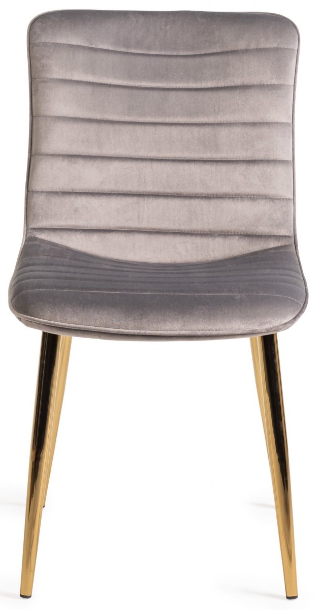 Rothko Upholstered Grey Velvet Chair with Matt Gold Plated Legs (Pair) - Style Our Home