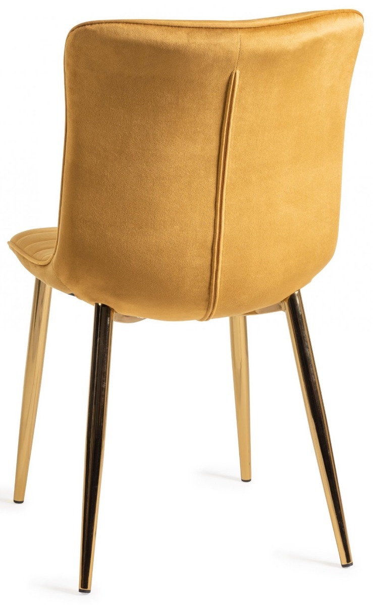 Rothko Upholstered Mustard Velvet Chair with Matt Gold Plated Legs (Pair) - Style Our Home