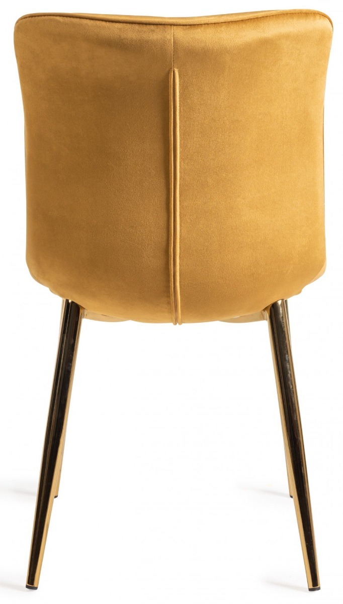 Rothko Upholstered Mustard Velvet Chair with Matt Gold Plated Legs (Pair) - Style Our Home