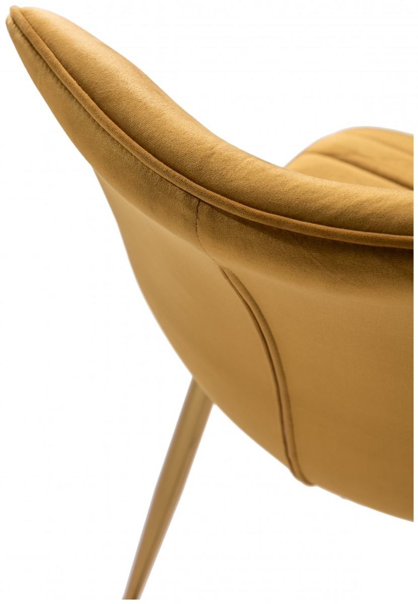 Rothko Upholstered Mustard Velvet Chair with Matt Gold Plated Legs (Pair) - Style Our Home