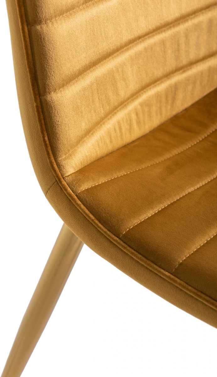 Rothko Upholstered Mustard Velvet Chair with Matt Gold Plated Legs (Pair) - Style Our Home