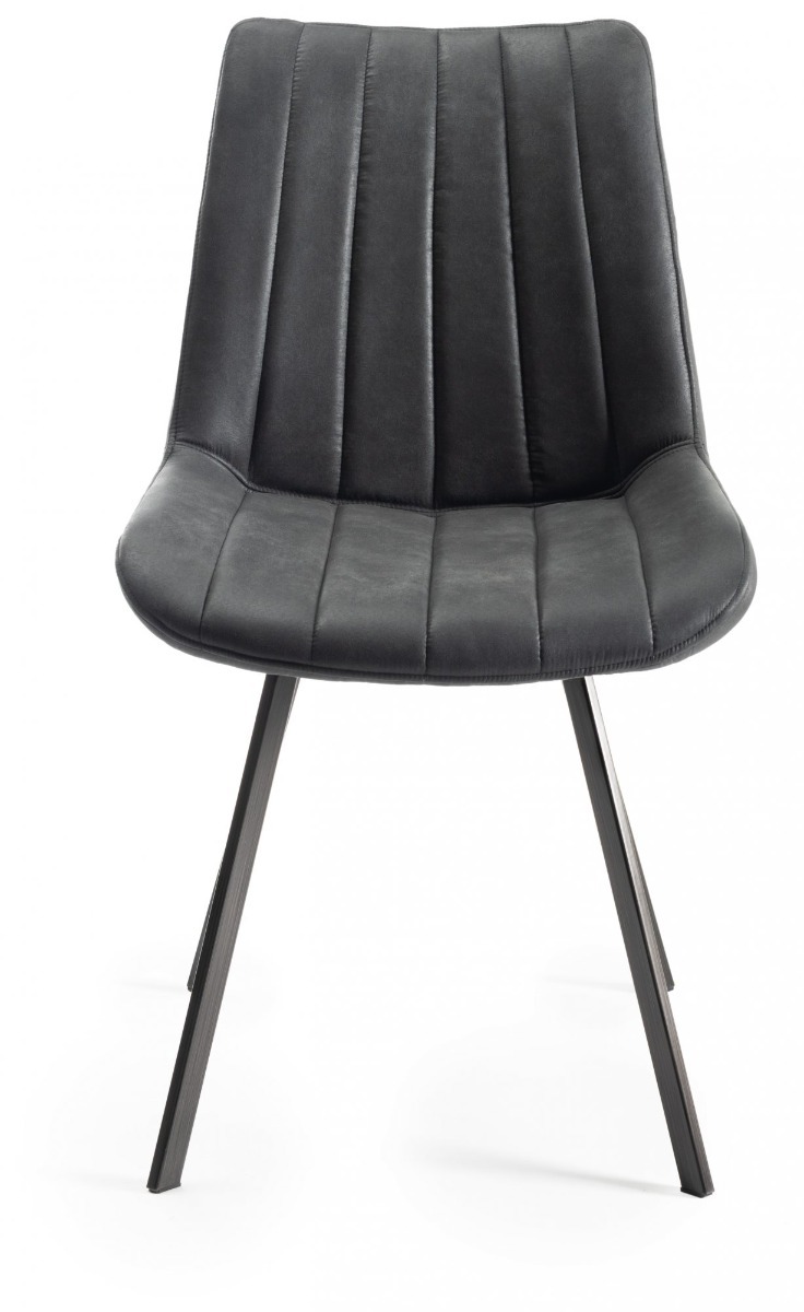 Fontana - Dark Grey Faux Suede Fabric Chairs with Grey Hand Brushing on Black Powder Coated Legs (Pair) from Style Our Home