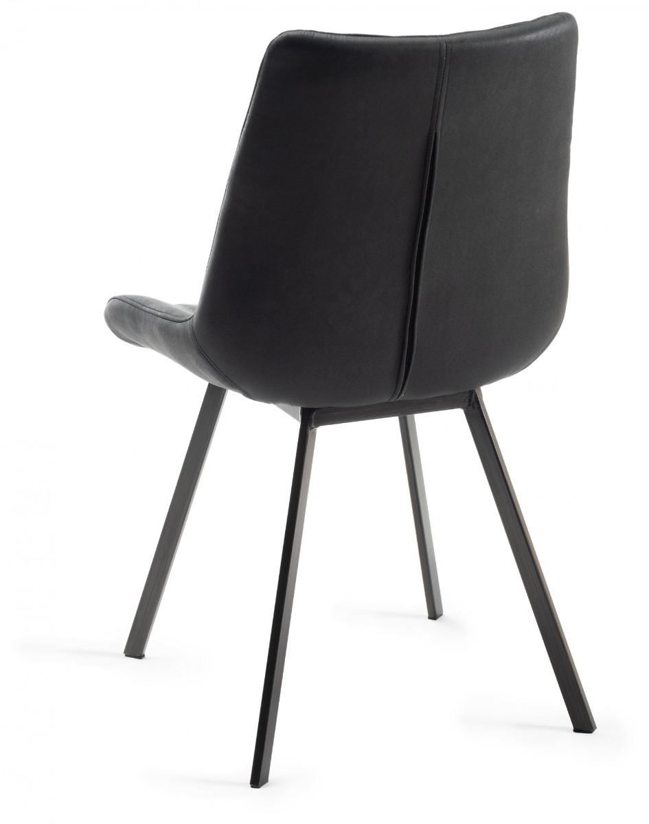 Fontana - Dark Grey Faux Suede Fabric Chairs with Grey Hand Brushing on Black Powder Coated Legs (Pair) from Style Our Home