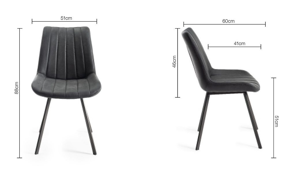 Fontana - Dark Grey Faux Suede Fabric Chairs with Grey Hand Brushing on Black Powder Coated Legs (Pair) from Style Our Home