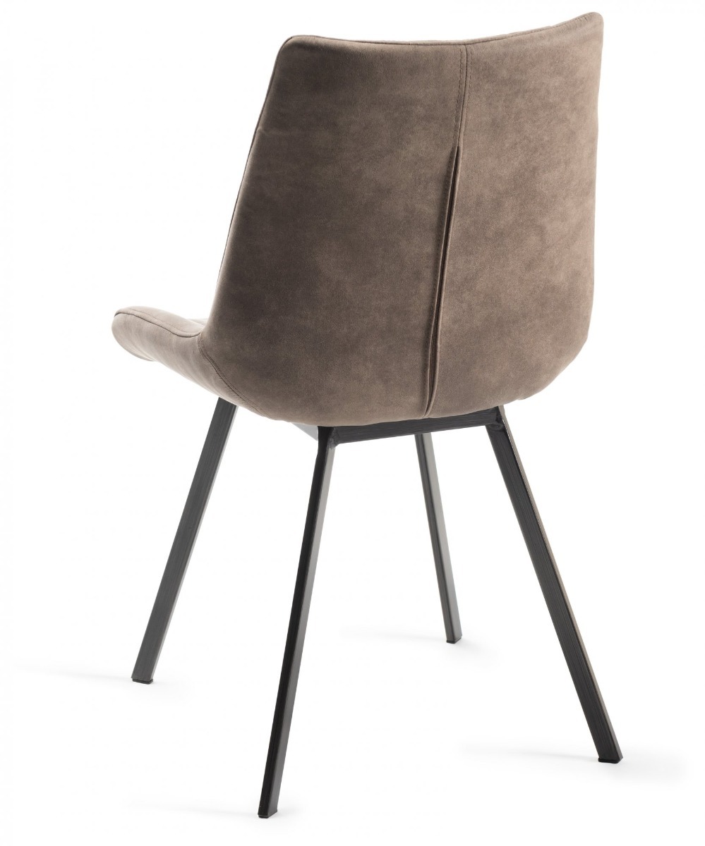 Fontana - Tan Faux Suede Fabric Chairs with Grey Hand Brushing on Black Powder Coated Legs (Pair) from Style Our Home