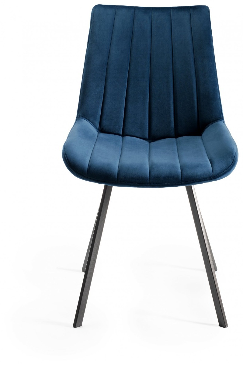 Fontana - Blue Velvet Fabric Chairs with Grey Hand Brushing on Black Powder Coated Legs (Pair) from Style Our Home