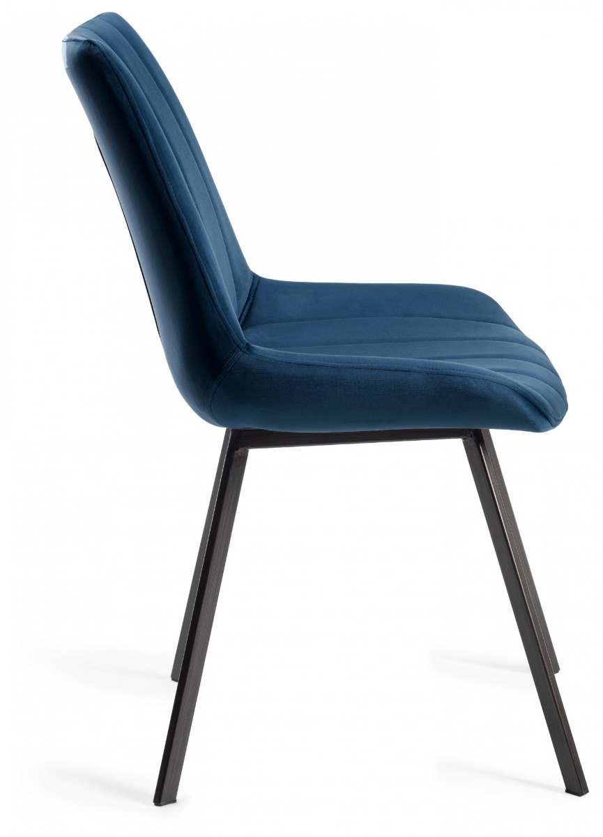 Fontana - Blue Velvet Fabric Chairs with Grey Hand Brushing on Black Powder Coated Legs (Pair) from Style Our Home