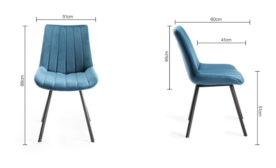 Fontana - Blue Velvet Fabric Chairs with Grey Hand Brushing on Black Powder Coated Legs (Pair) from Style Our Home